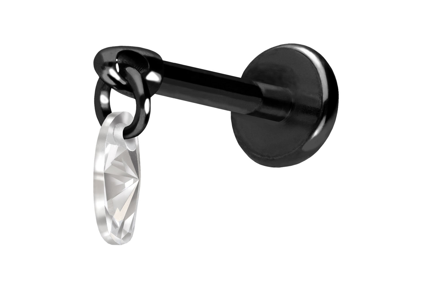 Titan Labret Piercing mit Push Fit KRISTALLOVAL